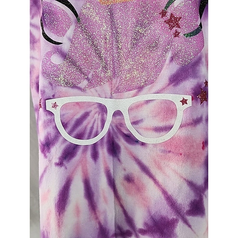 Tie Dye Hipster Unicorn Purple Pink Glitter Graphic Large T Shirt Fantasy Magic - Picture 9 of 10